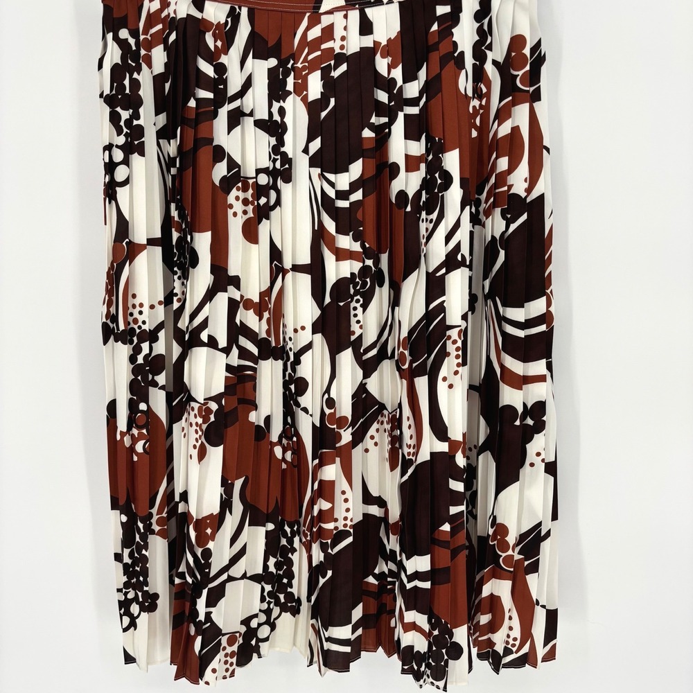 J.Crew Womens Brown Rust Abstract Floral Pleated Midi Skirt Size 10 Accordion